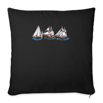 voiliers voile en eau libre voilier voilier voilier - Housse de coussin décorative 45 x 45 cm - noir - Devant