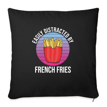Frites amusantes Frites drôles - Housse de coussin décorative 45 x 45 cm - noir - Devant
