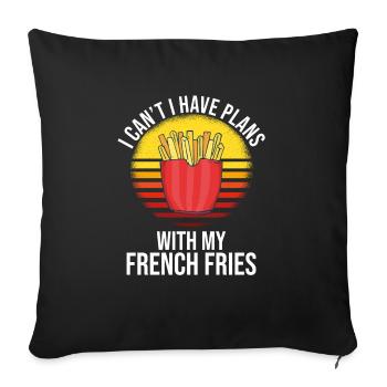 Frites amusantes Frites drôles - Housse de coussin décorative 45 x 45 cm - noir - Devant
