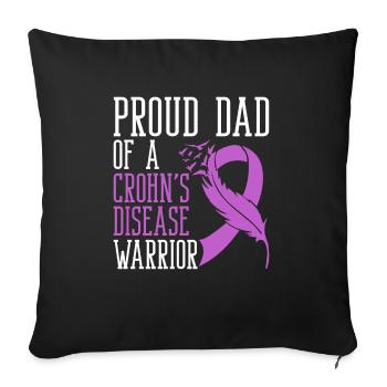 Fier père d’un guerrier de la maladie de Crohn - Housse de coussin décorative 45 x 45 cm - noir - Devant