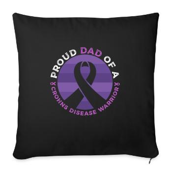 Fier père d’un guerrier de la maladie de Crohn - Housse de coussin décorative 45 x 45 cm - noir - Devant