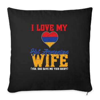 Drapeau arménien Arménie - Housse de coussin décorative 45 x 45 cm - noir - Devant