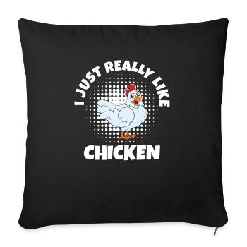 Drôle de poulet disant poulet - Housse de coussin décorative 45 x 45 cm - noir - Devant