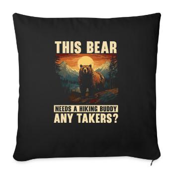 Ours Randonnée Escalade Randonneur Ours Amoureux - Housse de coussin décorative 45 x 45 cm - noir - Devant