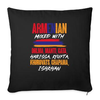 Drapeau arménien Arménie - Housse de coussin décorative 45 x 45 cm - noir - Devant