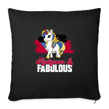 Antigua and Barbuda flag - Sofa pillowcase 17,3'' x 17,3'' (45 x 45 cm) - black - Front