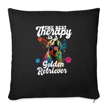 The Best Therapy Is A Golden Retriever Dog Mom - Sofa pillowcase 17,3'' x 17,3'' (45 x 45 cm) - black - Front