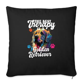 The Best Therapy Is A Golden Retriever Dog Mom - Sofa pillowcase 17,3'' x 17,3'' (45 x 45 cm) - black - Front