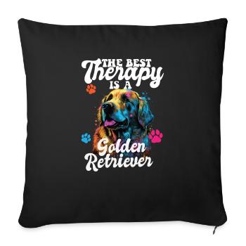 The Best Therapy Is A Golden Retriever Dog Mom - Sofa pillowcase 17,3'' x 17,3'' (45 x 45 cm) - black - Front