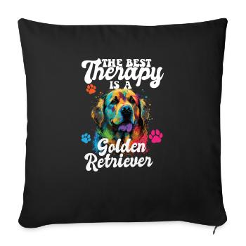 The Best Therapy Is A Golden Retriever Dog Mom - Sofa pillowcase 17,3'' x 17,3'' (45 x 45 cm) - black - Front