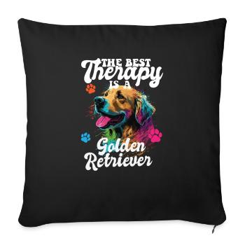 The Best Therapy Is A Golden Retriever Dog Mom - Sofa pillowcase 17,3'' x 17,3'' (45 x 45 cm) - black - Front