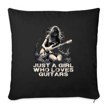 Juste une fille comme aime les guitares - Housse de coussin décorative 45 x 45 cm - noir - Devant