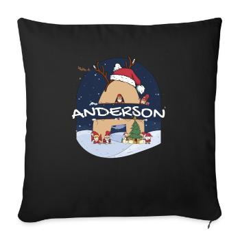 Awesome Anderson Name w Santa Hat dans le thème de Noël - Housse de coussin décorative 45 x 45 cm - noir - Devant