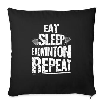 Manger dormir Badminton Répéter le terrain du joueur - Housse de coussin décorative 45 x 45 cm - noir - Devant