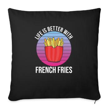 Frites amusantes Frites drôles - Housse de coussin décorative 45 x 45 cm - noir - Devant