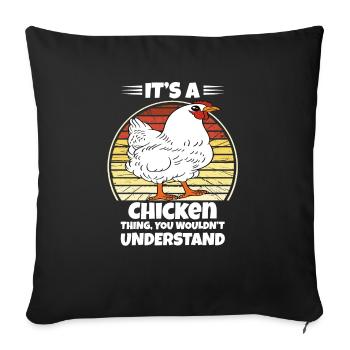 Drôle de poulet disant poulet - Housse de coussin décorative 45 x 45 cm - noir - Devant