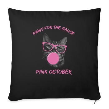 Paws for the Cause: Pink October - Sofa pillowcase 17,3'' x 17,3'' (45 x 45 cm) - black - Front
