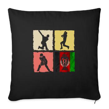 Afghanistan Cricket Support Afghanistan for World - Sofa pillowcase 17,3'' x 17,3'' (45 x 45 cm) - black - Front
