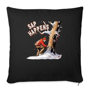 Sap happens - maple tree, the sugar and - Sofa pillowcase 17,3'' x 17,3'' (45 x 45 cm) - black - Front