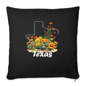 Texas flag with floral spring Texas - Sofa pillowcase 17,3'' x 17,3'' (45 x 45 cm) - black - Front