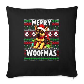 Cute German Shepherd Dog Christmas Design - Merry - Sofa pillowcase 17,3'' x 17,3'' (45 x 45 cm) - black - Front