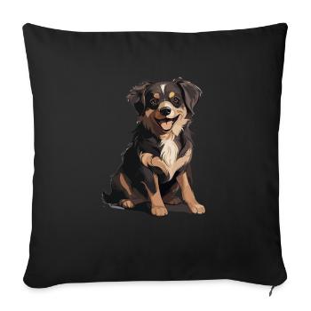 Hovawart propriétaire chien fermier Pure race - Housse de coussin décorative 45 x 45 cm - noir - Devant