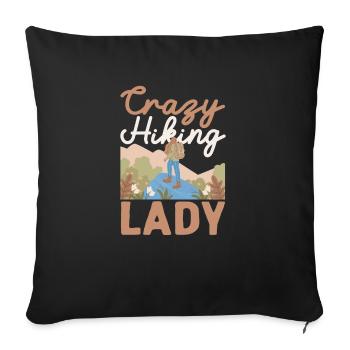 Crazy Hiking Lady Funny Hiking Girl - Housse de coussin décorative 45 x 45 cm - noir - Devant