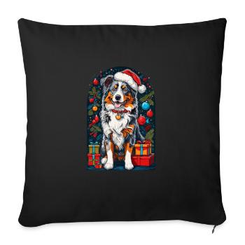 Drôle de berger australien avec - Housse de coussin décorative 45 x 45 cm - noir - Devant