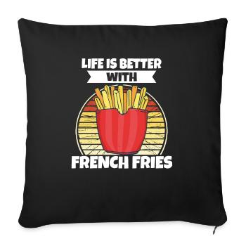Frites amusantes Frites drôles - Housse de coussin décorative 45 x 45 cm - noir - Devant