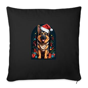 Drôle de berger allemand avec - Housse de coussin décorative 45 x 45 cm - noir - Devant