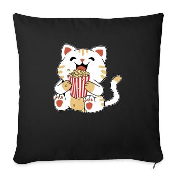 Cat Popcorn Kids Cute Funny Movie Night - Housse de coussin décorative 45 x 45 cm - noir - Devant