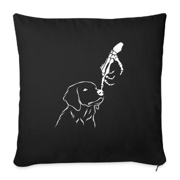 Mignon Squelette Main Boop Chien Chiot Halloween - Housse de coussin décorative 45 x 45 cm - noir - Devant