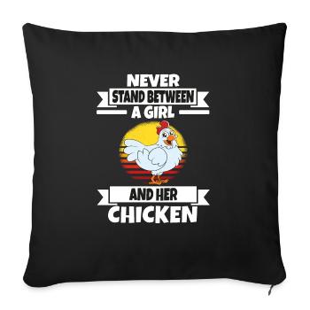 Funny Chicken Saying Chicken - Sofa pillowcase 17,3'' x 17,3'' (45 x 45 cm) - black - Front