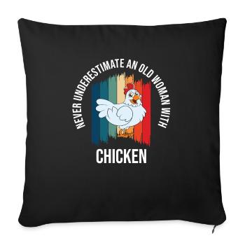 Drôle de poulet disant poulet - Housse de coussin décorative 45 x 45 cm - noir - Devant