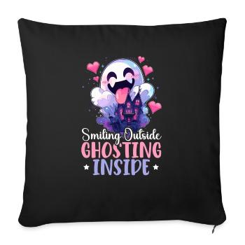 Dead Inside Sarcastic Gothic Skeleton Halloween - Sofa pillowcase 17,3'' x 17,3'' (45 x 45 cm) - black - Front