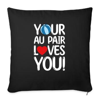 Au Pair Fille Maternelle Nounou - Housse de coussin décorative 45 x 45 cm - noir - Devant
