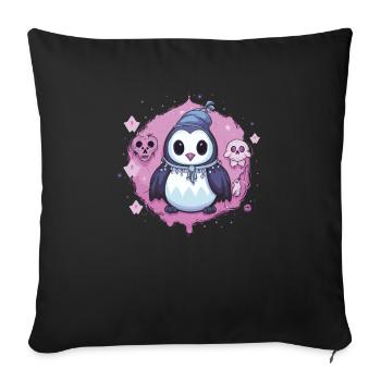 Pastel Goth Lover Soft Grunge Penguin Esthétique - Housse de coussin décorative 45 x 45 cm - noir - Devant
