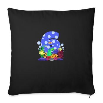 Aquarium Fish Gift - Sofa pillowcase 17,3'' x 17,3'' (45 x 45 cm) - black - Front