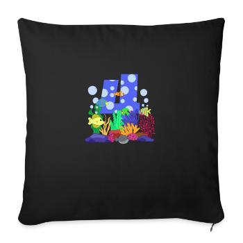 Aquarium Fish Gift - Sofa pillowcase 17,3'' x 17,3'' (45 x 45 cm) - black - Front
