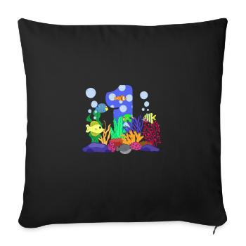Aquarium Fish Gift - Sofa pillowcase 17,3'' x 17,3'' (45 x 45 cm) - black - Front