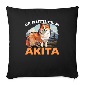 Akita Dog Lover Japanese Pup Breed Pet Owner Puppy - Sofa pillowcase 17,3'' x 17,3'' (45 x 45 cm) - black - Front