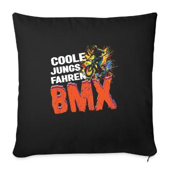 BMX Fahrrad Trick Coole Jungs fahren BMX - Sofakissenbezug 45 x 45 cm - Schwarz - Vorne