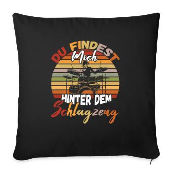 Schlagzeug Retro Drummer Instrument - Sofakissenbezug 45 x 45 cm - Schwarz - Vorne