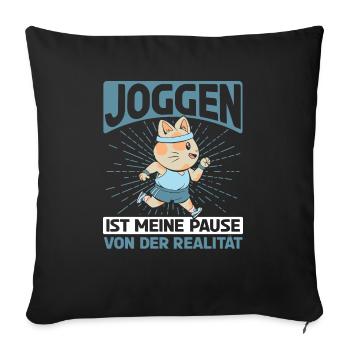 Jogging Läufer Joggen ist meine Pause - Sofakissenbezug 45 x 45 cm - Schwarz - Vorne