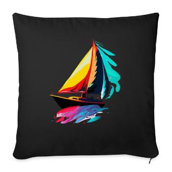 Segelschiff - Sofakissenbezug 45 x 45 cm - Schwarz - Vorne