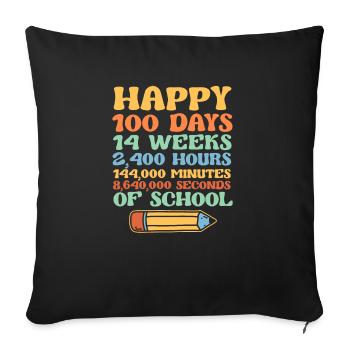 Joyeuses 100 jours de bibliothèque étudiante pour enseignants - Housse de coussin décorative 45 x 45 cm - noir - Devant