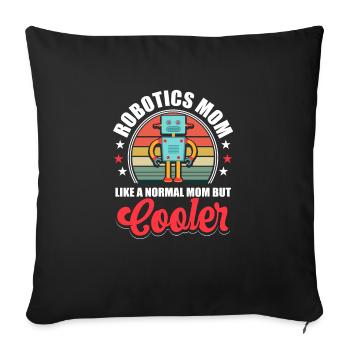 Rétro Robotique Maman Femmes Construire Robot Vintage - Housse de coussin décorative 45 x 45 cm - noir - Devant