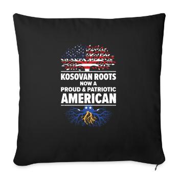 Kosovar American Patriot États-Unis - Housse de coussin décorative 45 x 45 cm - noir - Devant