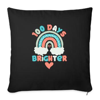 100 Days Brighter Enseignant Élève - Housse de coussin décorative 45 x 45 cm - noir - Devant