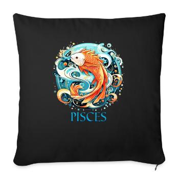 Astrologie Poissons Zodiaque Design - Cool Pisces - Housse de coussin décorative 45 x 45 cm - noir - Devant
